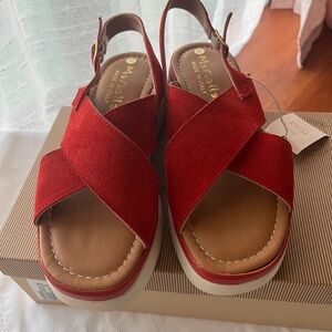 Mariella Red Suede Cross-Strap Sandals